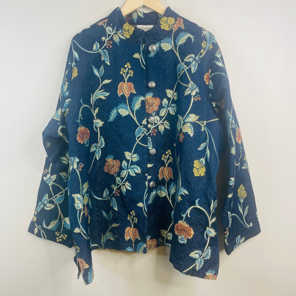 Coldwater Creek Vintage Artsy Tapestry Jacket Womens 3X Boho Floral Button Up